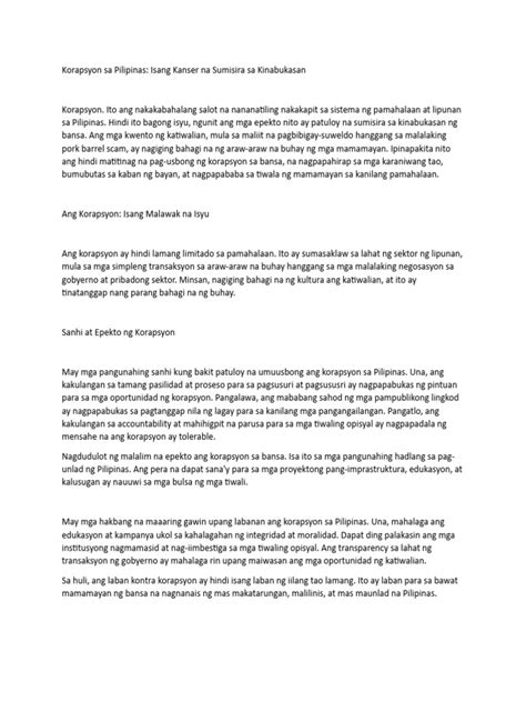 korapsyon sa pilipinas essay brainly|World Report 2021: Pilipinas .